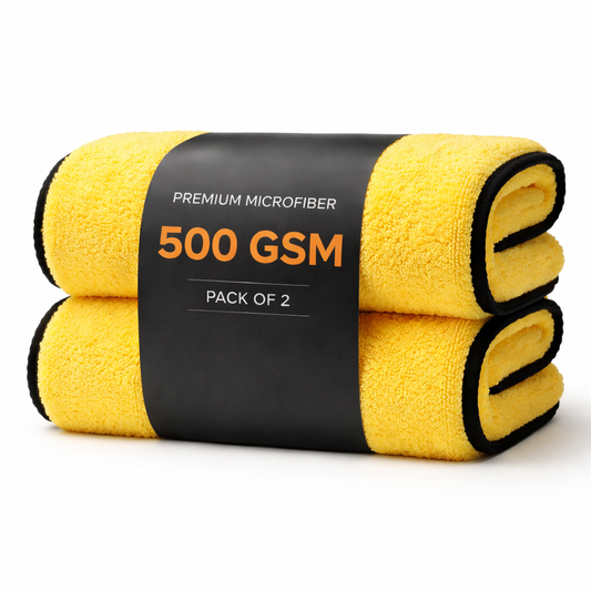 Selfanic Premium 500 GSM Microfiber Car Drying Towels (Pack of 2) – Ultra Soft, Super Absorbent, 40 × 60 cm