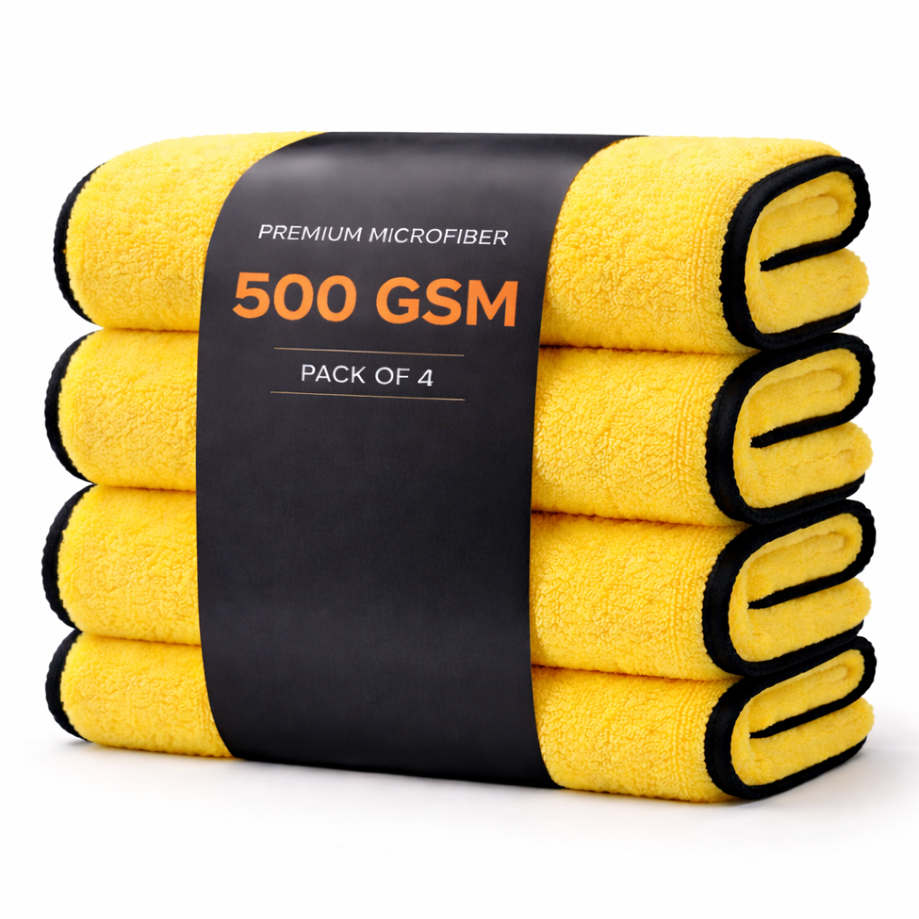 Selfanic Premium 500 GSM Microfiber Car Drying Towels (Pack of 4) – Ultra Soft, Super Absorbent, 40 × 60 cm