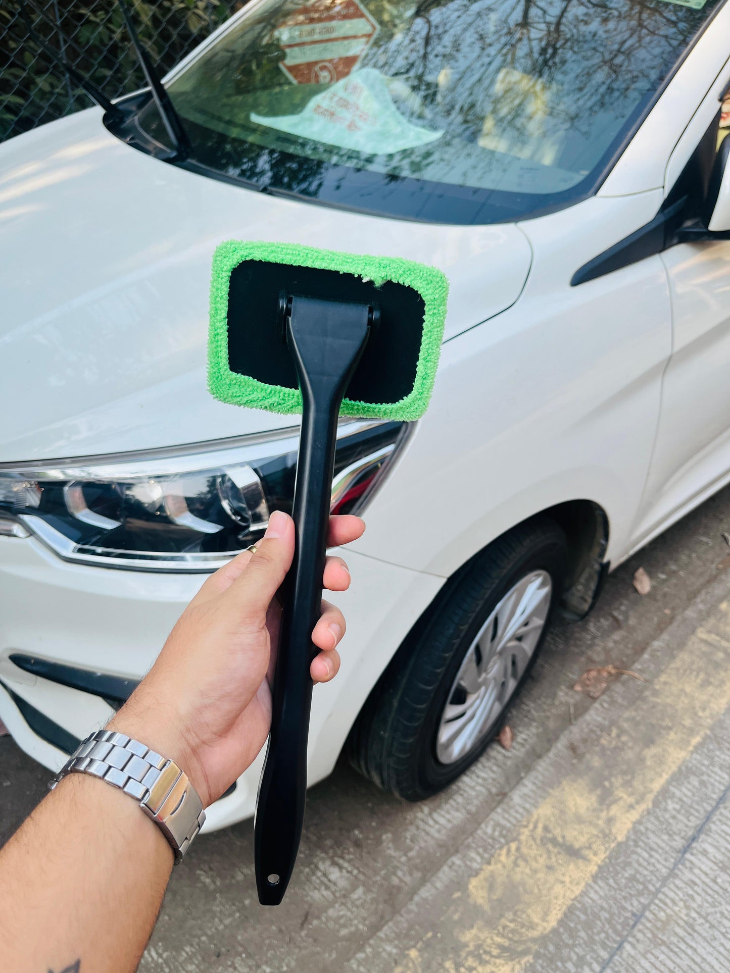 Selfanic Windshield Cleaner Tool with Microfiber Cloth | Car Glass Cleaning Wiper |  Windshield Cleaning Brush | 38 cm